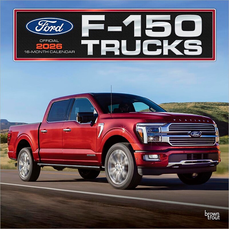 2026 BrownTrout Ford F150 Trucks 12" x 12" Monthly Wall Calendar (9798330701636) image 1