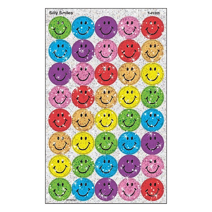 Trend Enterprises Silly Smiles Stickers, Assorted Colors, 160/Pack