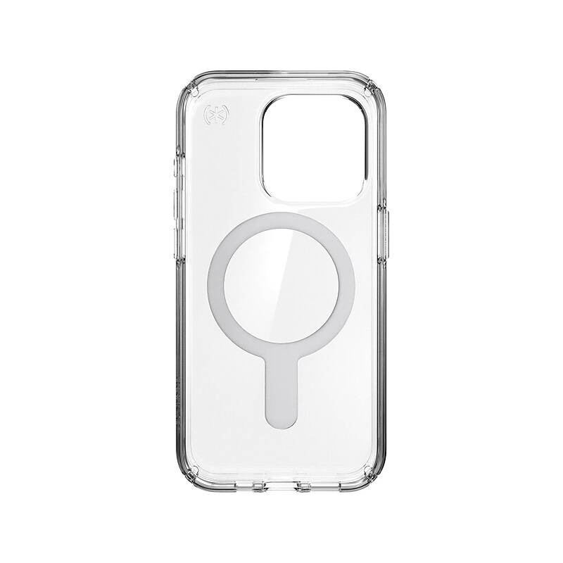Speck Presidio Perfect-Clear MagSafe Case for iPhone 15 Pro, Clear/Chrome (150449-3199) image 1