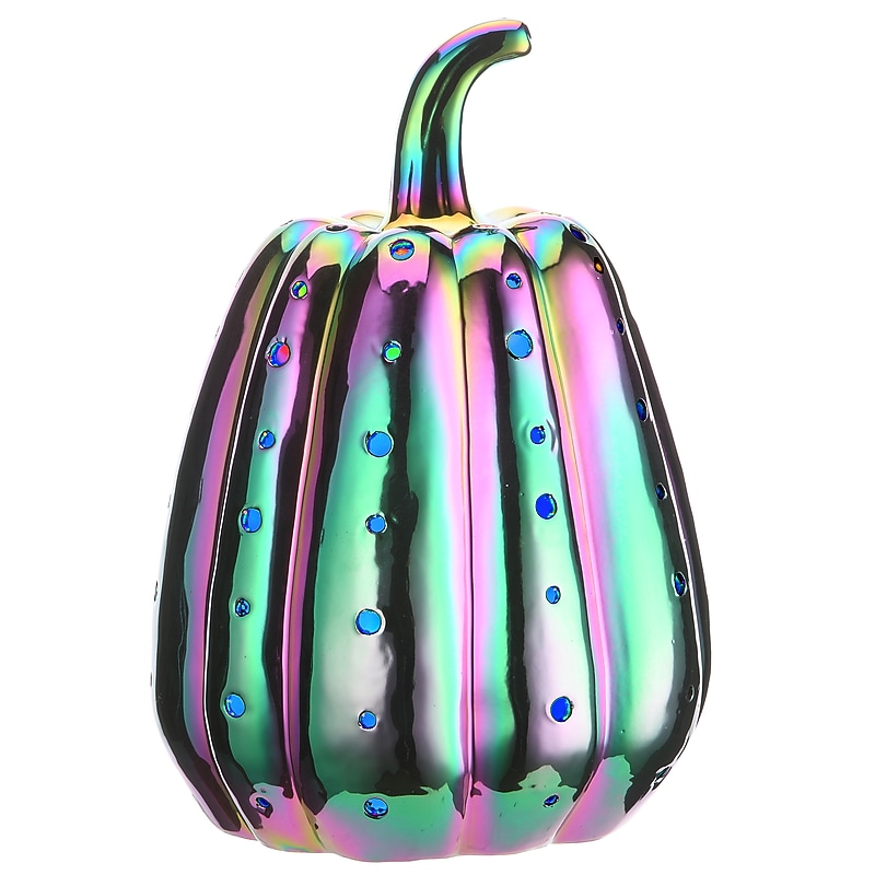 National Tree Company 14" LED Lit Iridescent Pumpkin Décor (PG11-FJ0B304) image 1