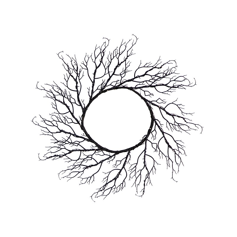 Nearly Natural 23" Pre-Lit Halloween Black Fall Wreath with 60 Orange and Purple LED Lights (W1372) image 1