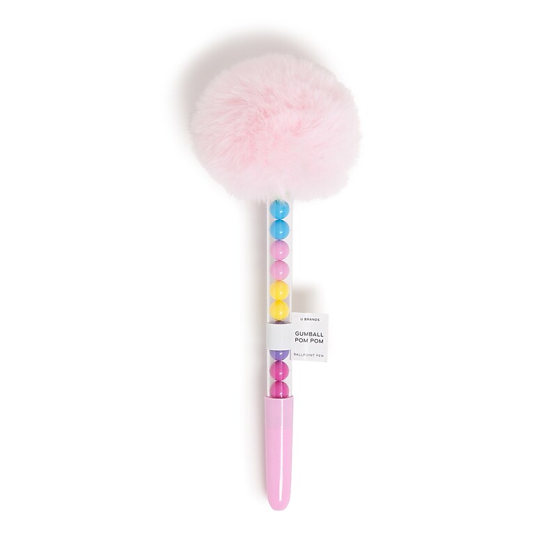U Brands Novelty Pom Pom Ballpoint Pen, Medium Point, 0.7 mm, Black Ink (7100U06-48) image 1