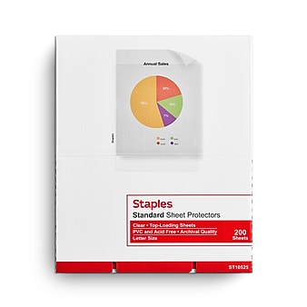 Staples Standard Weight Sheet Protector, 8.5" x 11", Clear, 200/Box (10525)