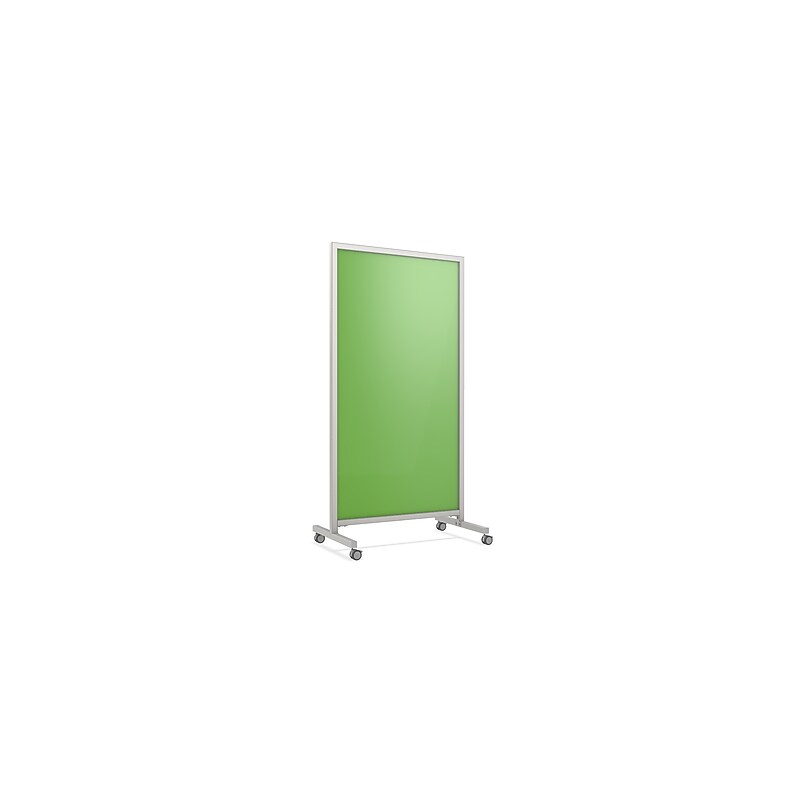Ghent EZ Magnetic Glass Mobile Dry-Erase Whiteboard, Aluminum Frame, 75"H x 38"W (EZ1MA7538GN) image 1