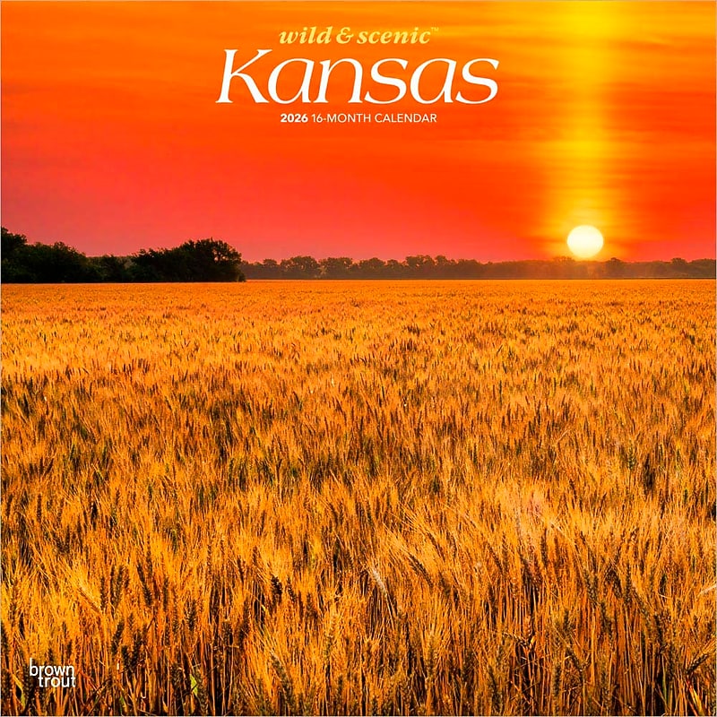 2026 BrownTrout Kansas Wild & Scenic 12" x 12" Monthly Wall Calendar (9798330704026) image 1
