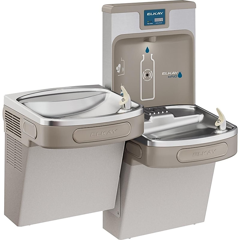 Elkay ezH2O Wall Mounted Bi-Level Drinking Fountain with Water Bottle Filling Station (ELZSTL8WSLP) image 1