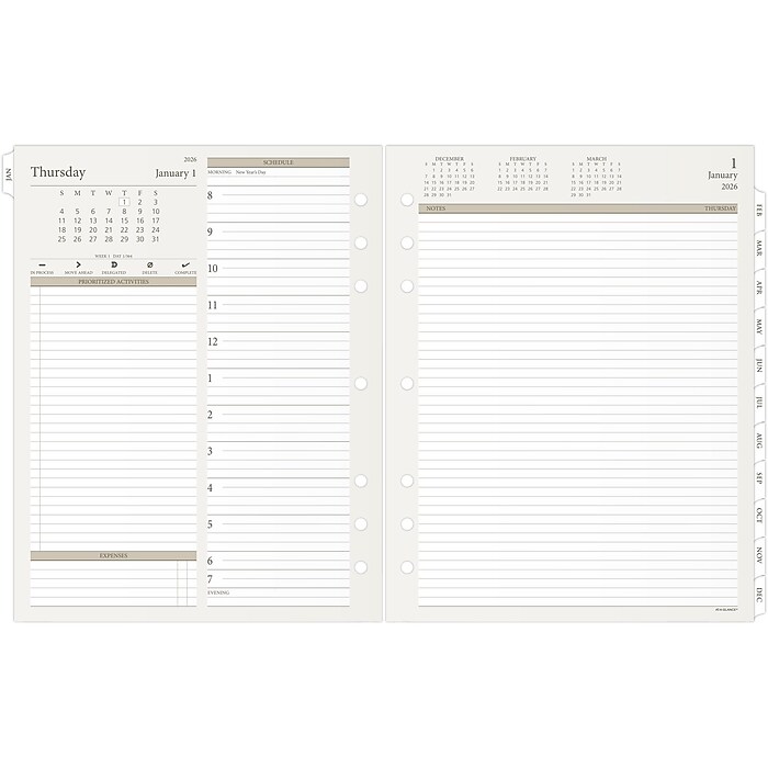 AT-A-GLANCE 2025 Planner Refill, Monthly, 8-1/2" X 11", Folio Size 5