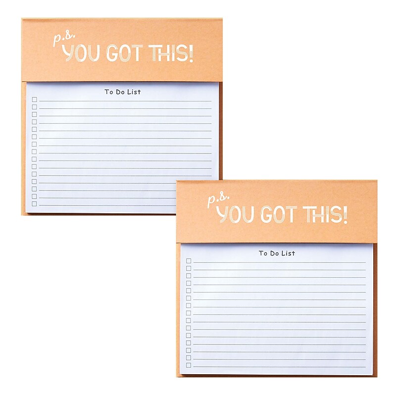 Baudville You Got This Memo Pad, 8.75" x 6", Narrow Ruled, 100 Sheets/Pad, 2/Pack (1393298P231) image 1