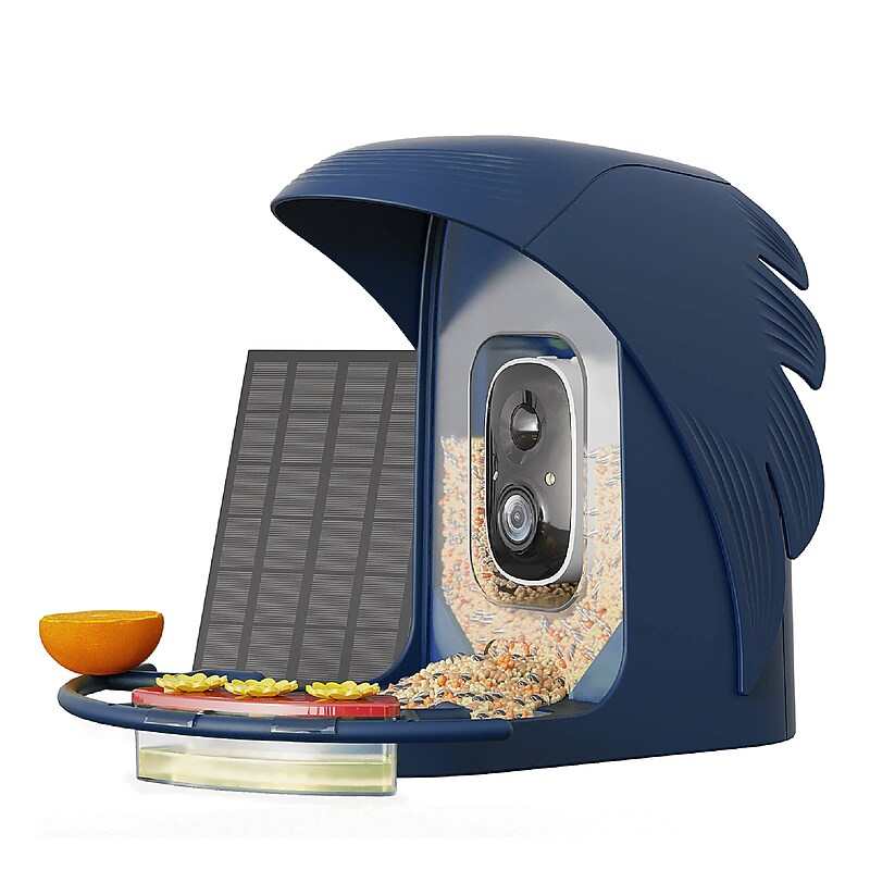 PerchMe AI-Recognition Solar Powered Smart Bird Feeder with Camera, Navy Blue (SF-BF-NB01) image 1