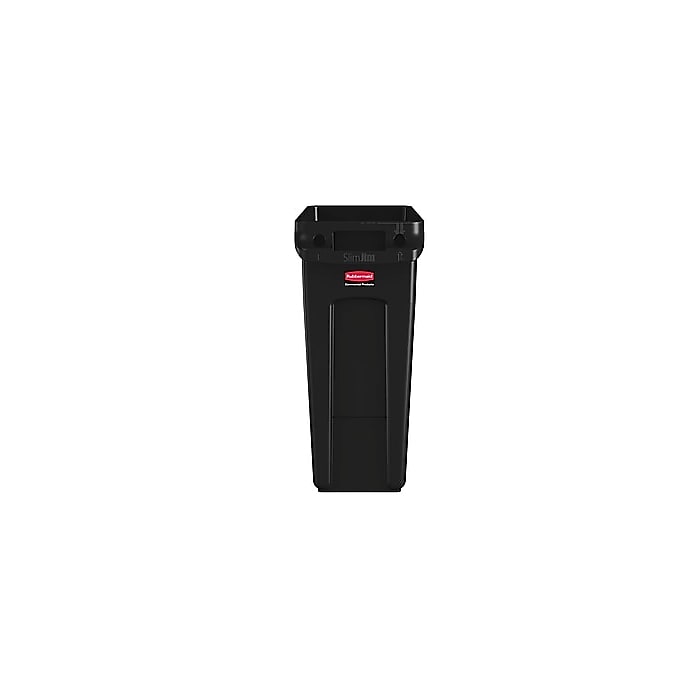 Rubbermaid Vented Slim Jim Resin Trash Can, 16 Gallon, Black