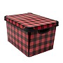 Simplify Checkered Storage Tote Bin with Lid, Plastic, Red/Black (9080-60)~#|#~FA880BF8-C722-473D-9018F8C395AFA27C_sc7