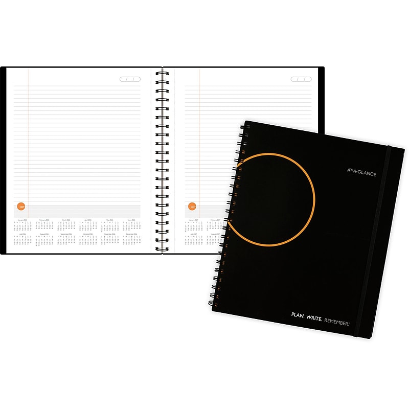 AT-A-GLANCE Plan. Write. Remember. 8.5" x 11" Daily Planner, Poly Cover, Black/Orange (70-6209-05-26) image 1