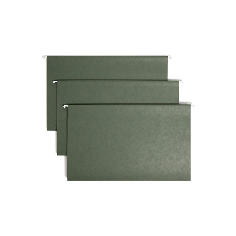 Smead Heavy Duty TUFF Recycled Hanging File Folder, 3-Tab Tab, Legal Size, Standard Green, 20/Box (64136) image 1