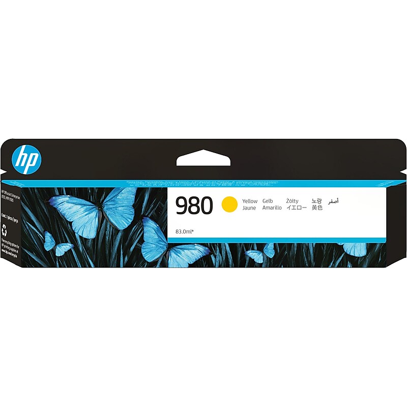 HP 980 Yellow Standard Yield Ink Cartridge, Prints Up to 6,600 Pages (D8J09A) image 1