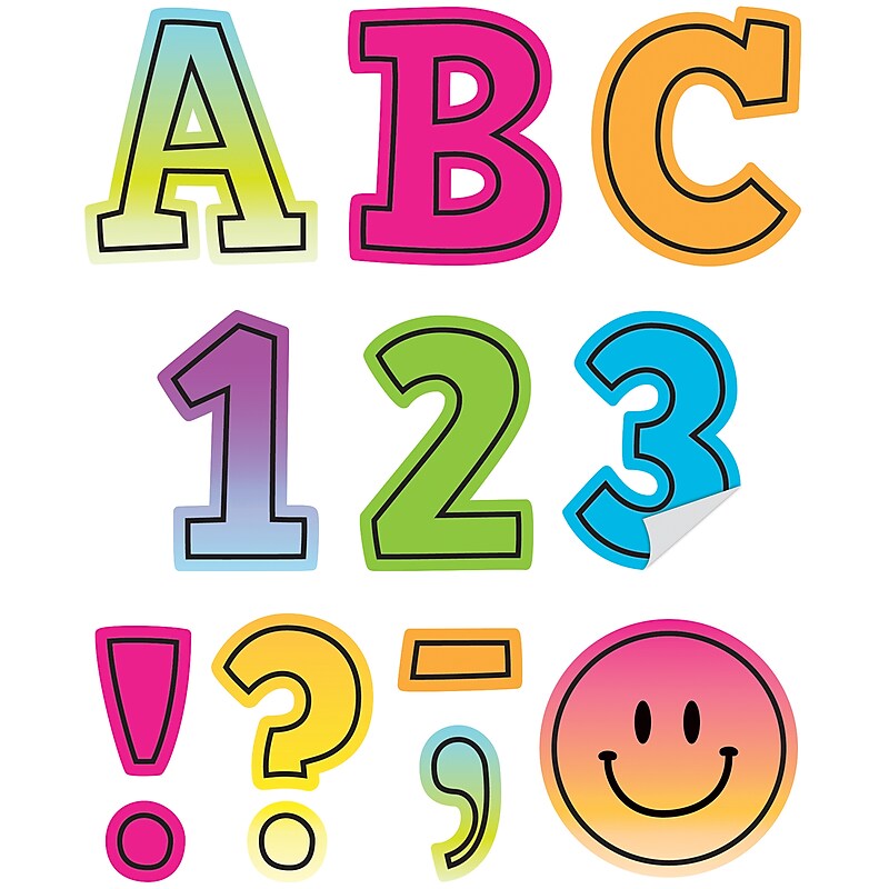 Teacher Created Resources Brights 4Ever 2" Self-Adhesive Letters and Numbers, Multicolored, 326/Pack (TCR9650) image 1