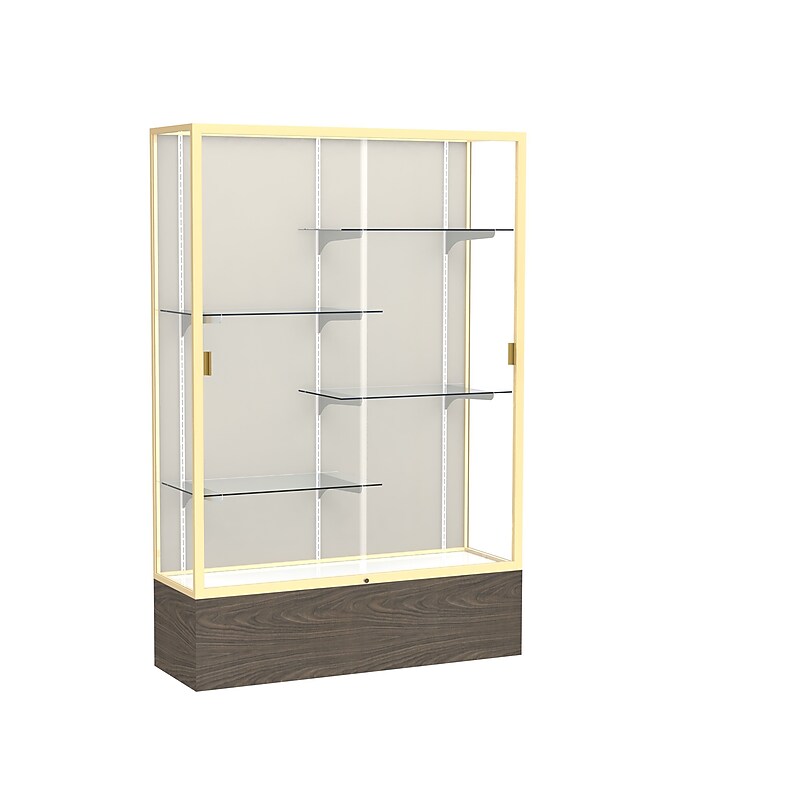 Ghent 72" x 48" Aluminum Display Case, Walnut Vinyl image 1