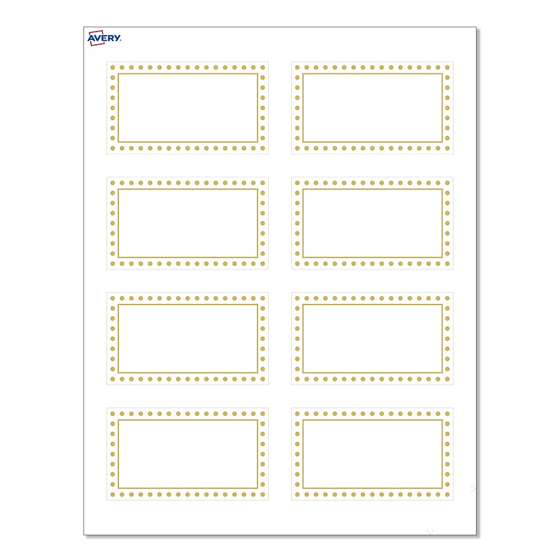 Avery Gold Border w/ Gold Dots Matte Blank Card, White, 80/Pack (S00-D1F) image 1