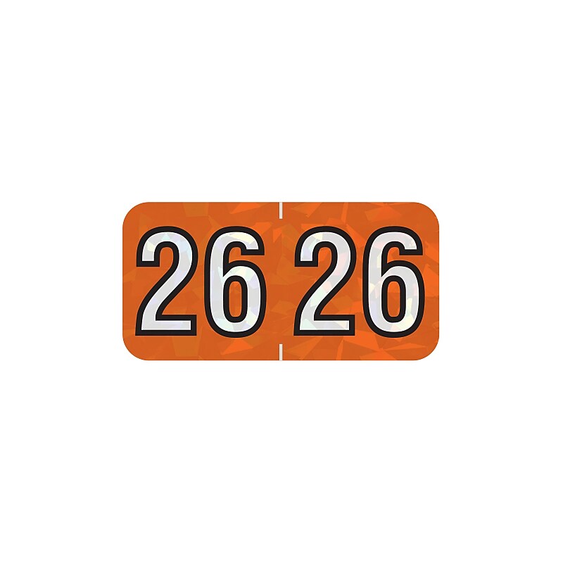 Medical Arts Press Holographic "26" Medical Labels, 1-1/2" x 3/4", Orange, 500/Roll (0726HOR) image 1