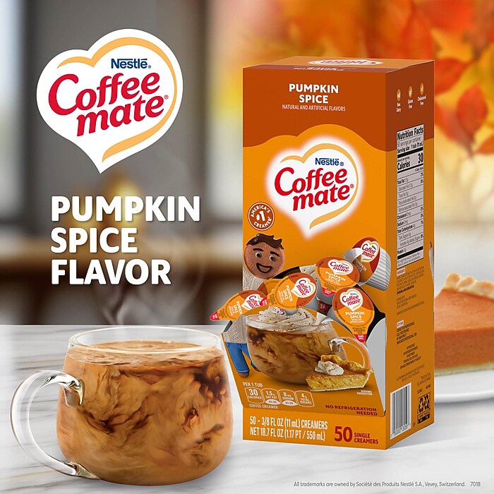 Coffee mate Pumpkin Spice Dairy Free Liquid Creamer, 50/Box