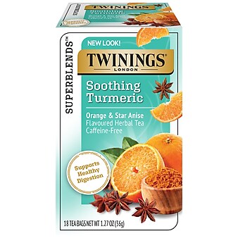 Twinings Soothe Decaf Orange and Star Anise Herbal Tea Bags, 1.27 Oz., 18/Box (F15007)