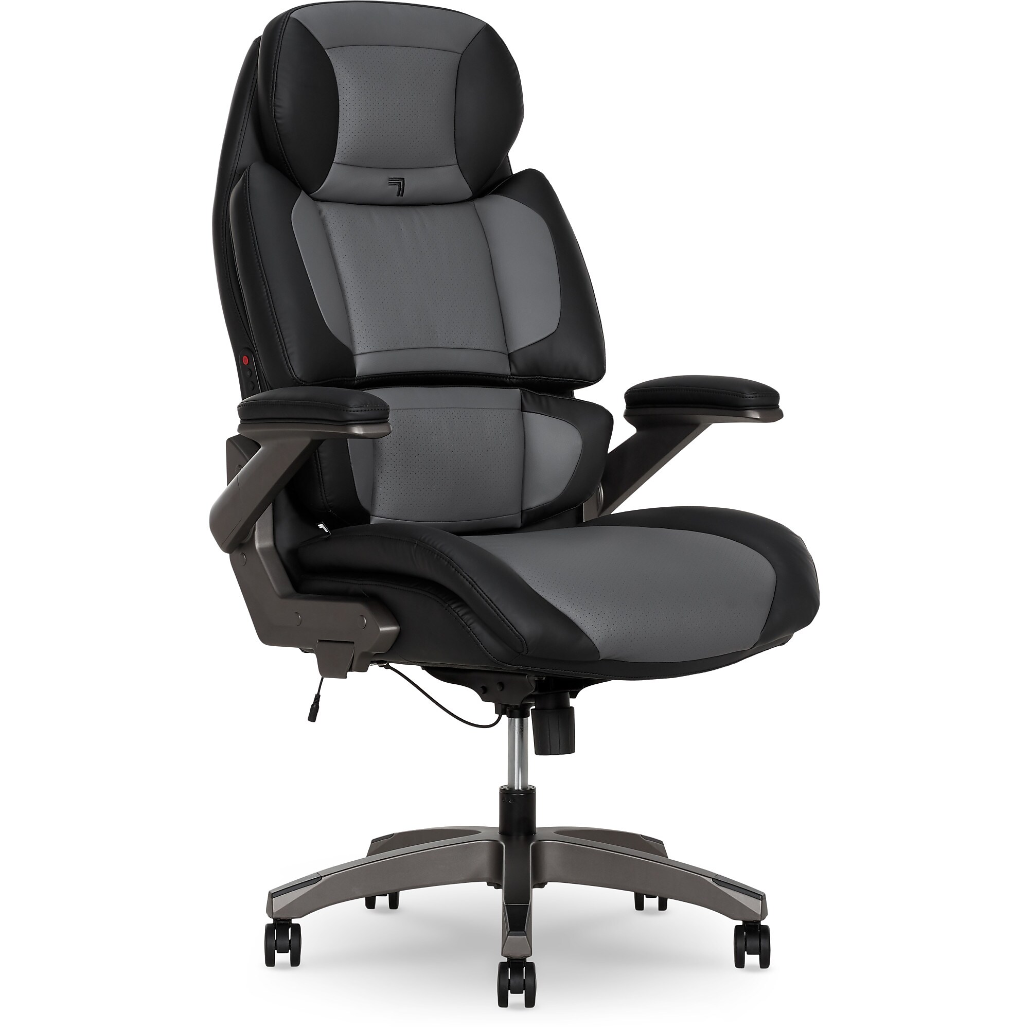Sharper Image S-950 Heated Ergonomic Faux Leather Swivel Executive Massage Chair, Gray/Black (52755M-GRYBLK) Sansujyuku sansujyuku.com