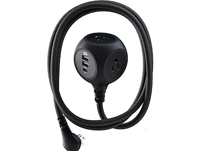 360 Electrical PowerBall32 3-Outlet 3-USB Port Power Strip, 8′, Obsidian Black (3E0779-BOB6NA) Simolary simolary.com