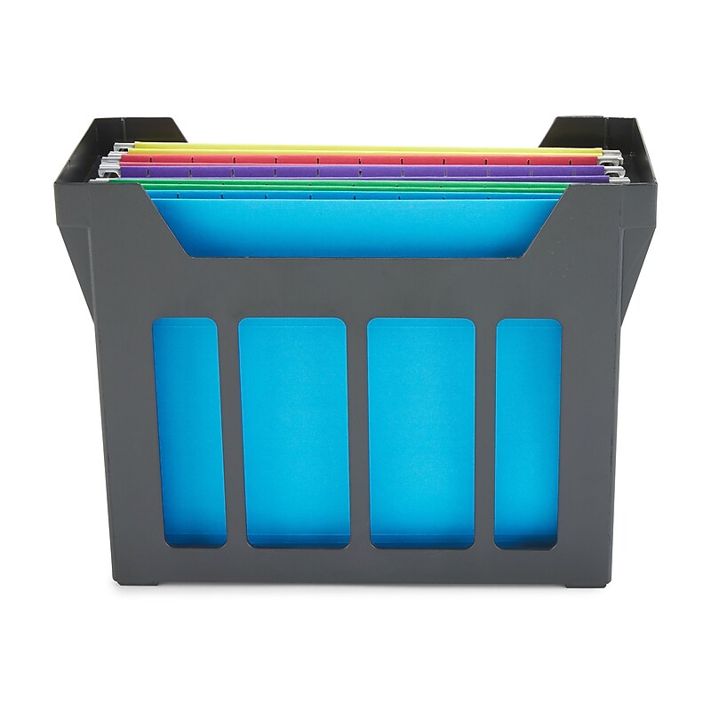 Staples® File Caddy with File Folders, Open Lid, Letter, Black (10613) image 1