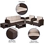 Flash Furniture Seneca Faux Rattan Chair, Sofa and Table Set, Chocolate Brown, 5/Set (DADSF113RSCBN)~#|#~FAB215FF-2B08-48D3-A507E37548D7FA61_sc7