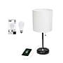 Creekwood Home Oslo 19.5" LED Table Lamp with USB Port, Black Base/White Shade (CWT-2011-BA-LB)~#|#~FAB826FA-D851-4675-8B074B651F7764DB_sc7