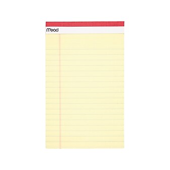 Mead Notepad, 5" x 8", Wide-Ruled, Canary, 50 Sheets/Pad, 4 Pads/Pack (59382)