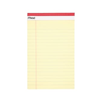Mead Notepad, 5" x 8", Wide-Ruled, Canary, 50 Sheets/Pad, 4 Pads/Pack (59382)
