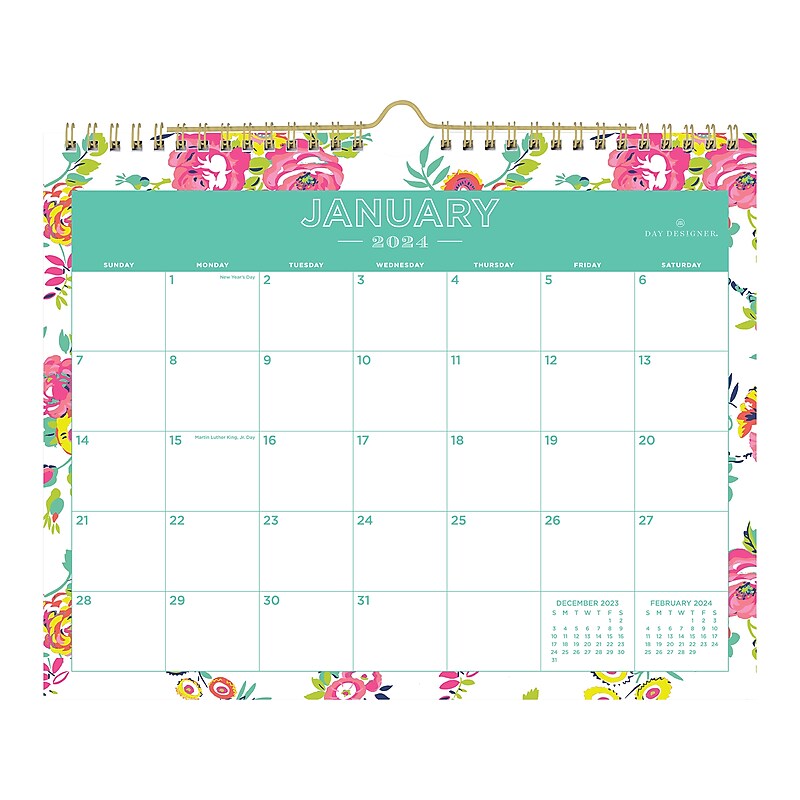 2024 Blue Sky Day Designer Peyton White 11" x 8.75" Monthly Wall Calendar (103629-24) image 1