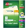 Avery TrueBlock Laser/Inkjet File Folder Labels, 2/3" x 3-7/16", White/Green, 1,500 Labels/Pack (5866)~#|#~FAD85418-C798-4FB8-9ECEEAA6D326AD53_sc7