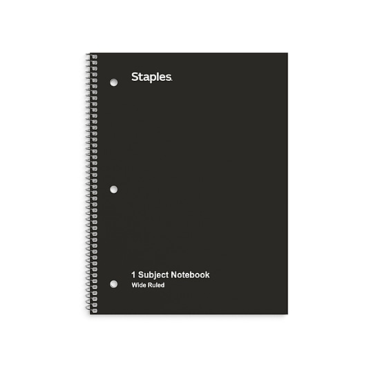 STAPLES 1‑Subject Notebook, 8” x 10.5”, Wide Ruled, 70 Sheets, Black~#|#~FAD87497-4BB6-4012-84385B11D7B4D474_sc7