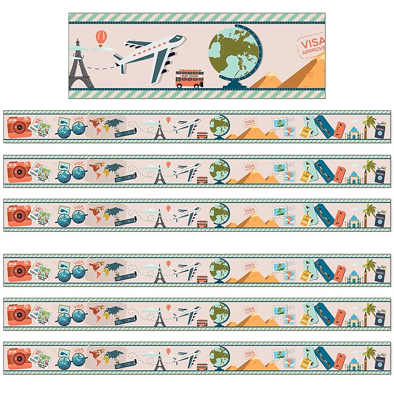 Carson Dellosa Education Straight Border, 3"x 3', Let's Explore, 6/Bundle (CD-108482-6) image 1