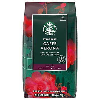 Starbucks Caffè Verona Ground Coffee, Dark Roast, 16 oz. Bag (11018131)