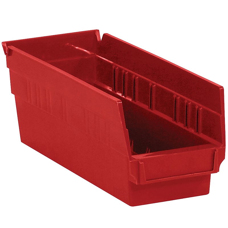 Quill Brand Small Plastic Storage Bin, 4.12" x 11.625"x 4", Red, 36/Carton (BINPS102R) image 1