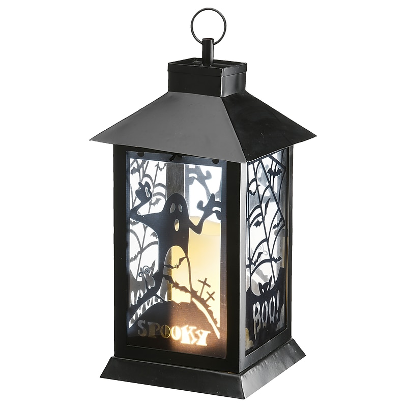 National Tree Company 16" Black Halloween Ghost Lantern (RAH-YG179332-1) image 1