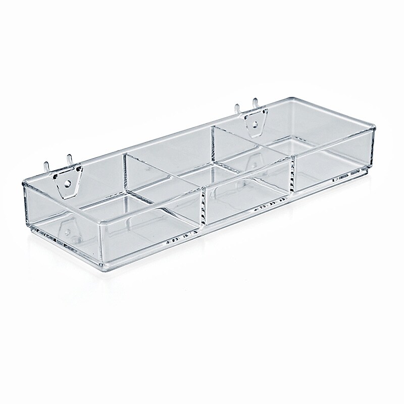 Azar® 3 Compartment Tray For Pegboard/Slatwall, Clear, 2/Pk image 1