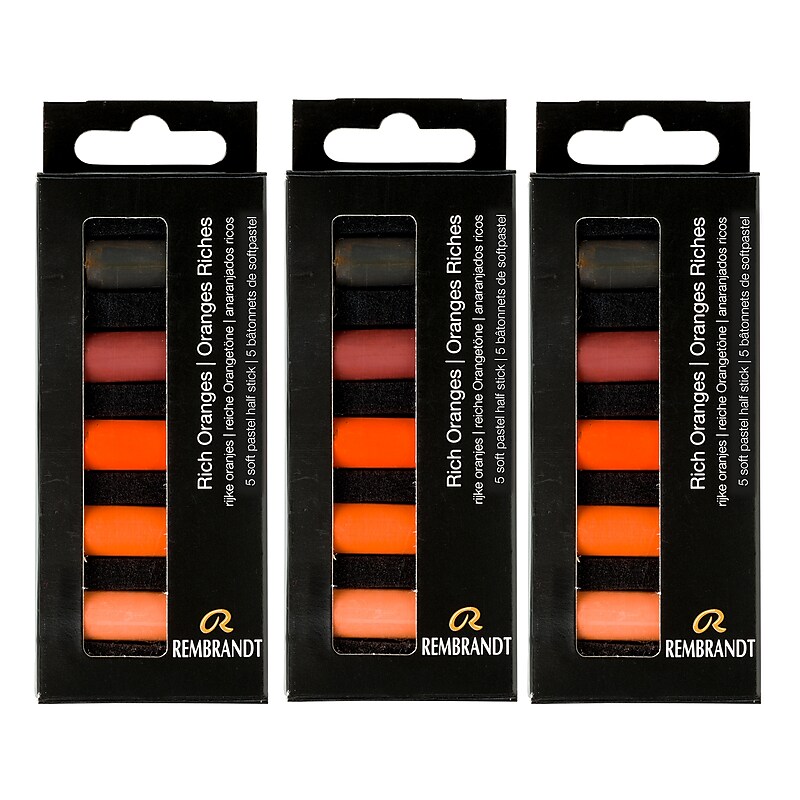 Rembrandt Soft Pastels Micro Sets, Rich Oranges, 5/Set, 3 Sets/Bundle (RBX31820518-3) image 1