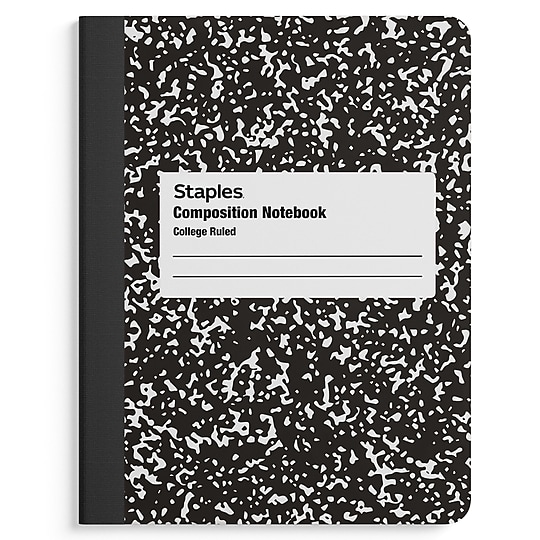 STAPLES Composition Notebook, 9.75” x 7.5”, College Ruled, 100 Sheets, Black~#|#~FB11E3EB-82BE-45A9-8A8392F789125C99_sc7