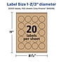 Avery Laser/Inkjet Multipurpose Circle Labels, 1.66" Dia, Kraft Brown, 2000/Box (94508)~#|#~FB130071-4653-44FE-BF99BFE3214E727C_sc7