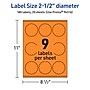 Avery Laser/Inkjet Multipurpose Decorative Edge Labels, 2.5" Dia., Bright Orange, 180/Pack (94516)~#|#~FB189FEB-F38B-429B-BB16ABF05BA3BC80_sc7