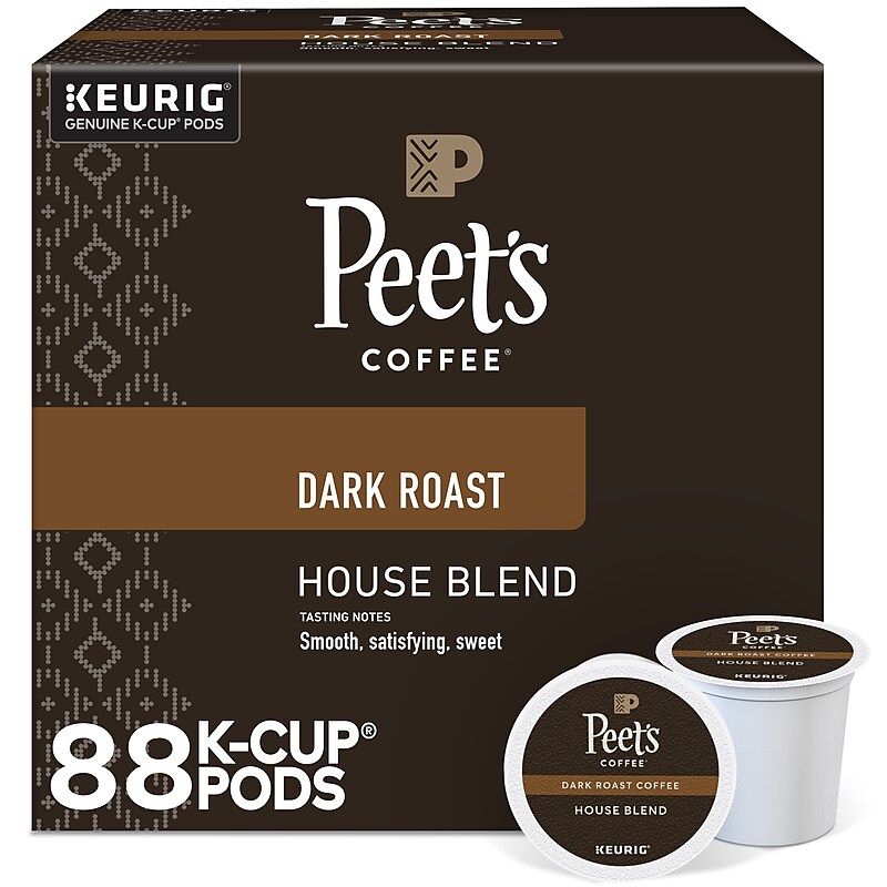 Peet's Coffee House Blend Coffee Keurig K-Cup Pod, Dark Roast, 88/Box (6546CT) image 1