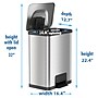 halo AirStep Stainless Steel Rectangular Step Pedal Trash Can with AbsorbX Odor Control System, 13 Gal., Silver (TR13SS)~#|#~FB1CA19C-D45B-4C9E-9F4AC6E3E499FC5F_sc7