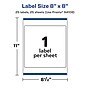 Avery Laser/Inkjet Multipurpose Labels, 8"  x 8", Matte White, 25/Pack (94108)~#|#~FB2B6E0D-3AAC-48D9-8A605DE97721BD27_sc7
