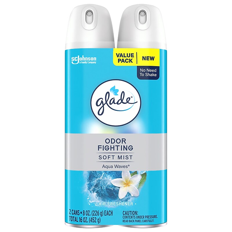 Glade Air Freshener Aerosol, Aqua Waves Scent, 8 Oz., 2/Pack (377367) image 1