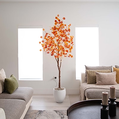 Nearly Natural 6' Pre-Lit Autumn Eucalyptus Artificial Fall Tree