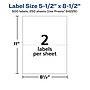 Avery Laser/Inkjet Multipurpose Labels, 5 1/2" x 8 1/2", White, 2 Labels/Sheet, 250 Sheets/Pack (94229-WMP250)~#|#~FB380A67-E68E-47BB-B498C4A196C3B3AA_sc7