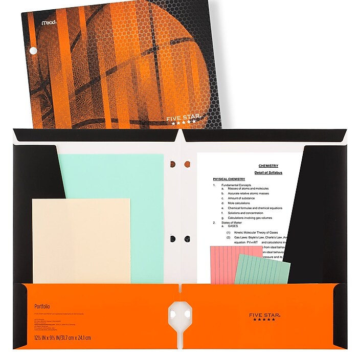 Five Star Sports 3-Hole Punched 4-Pocket Folder, Assorted Colors